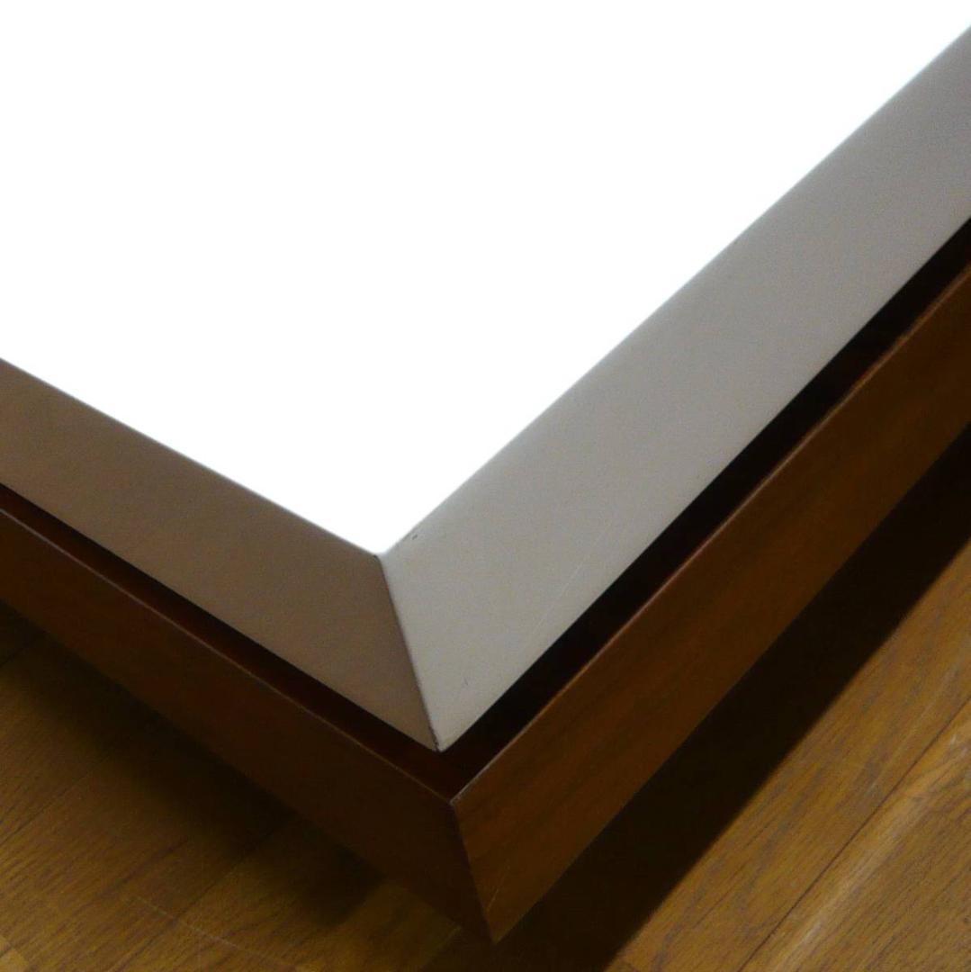 回転式テーブル　センターテーブル　バイカラー　木目　木製　ホワイト　ブラウン