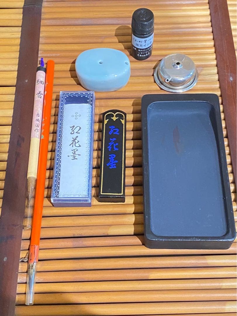 高岡塗 螺鈿細工 書道具 硯 木箱入