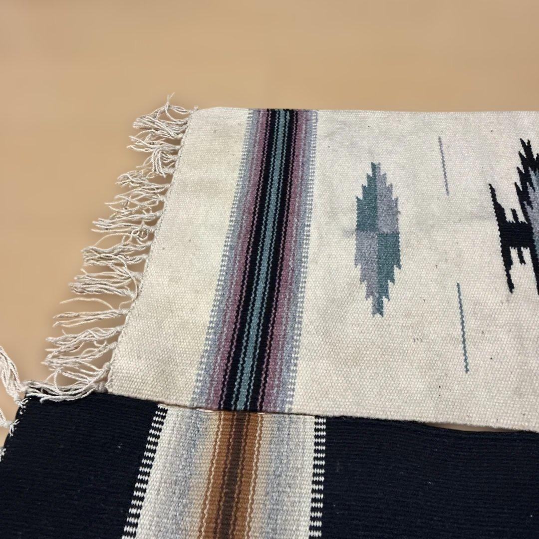 Navajo ナバホ オールド ラグ マット ブラック ベージュ 2pcセット