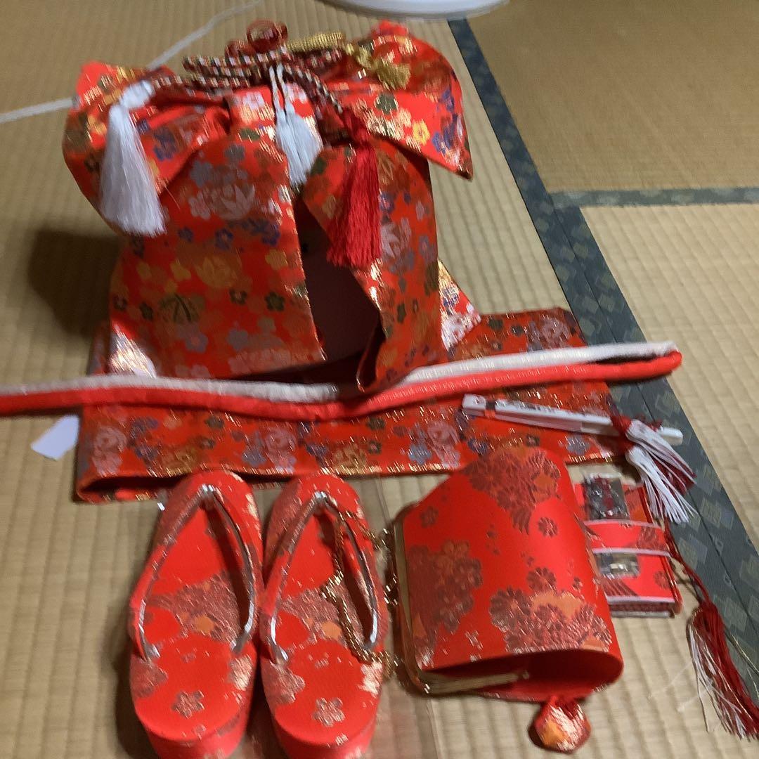 七五三　7歳用作り帯　筥迫セット　帯幅18センチ　草履21センチ