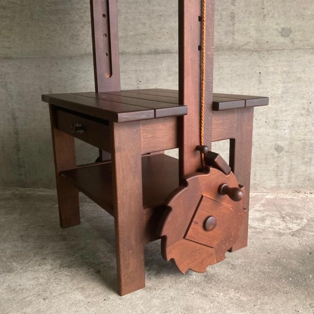 オールドカリモク ラック キャビネット 飾り棚 滑車 木製 レア 希少 レトロ