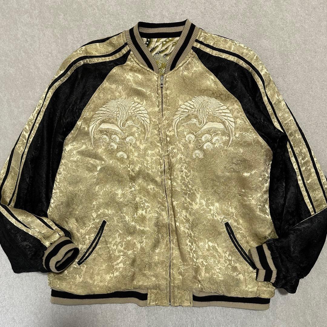 専用★XL 大きいサイズ‼️花旅楽団　リバーシブルスカジャン　鳳凰　ゴールド