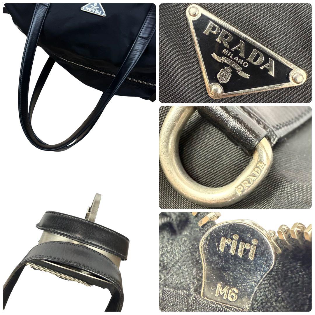【A4対応 美品】PRADA プラダ ボストンバッグ レザーハンドル 黒 白タグ