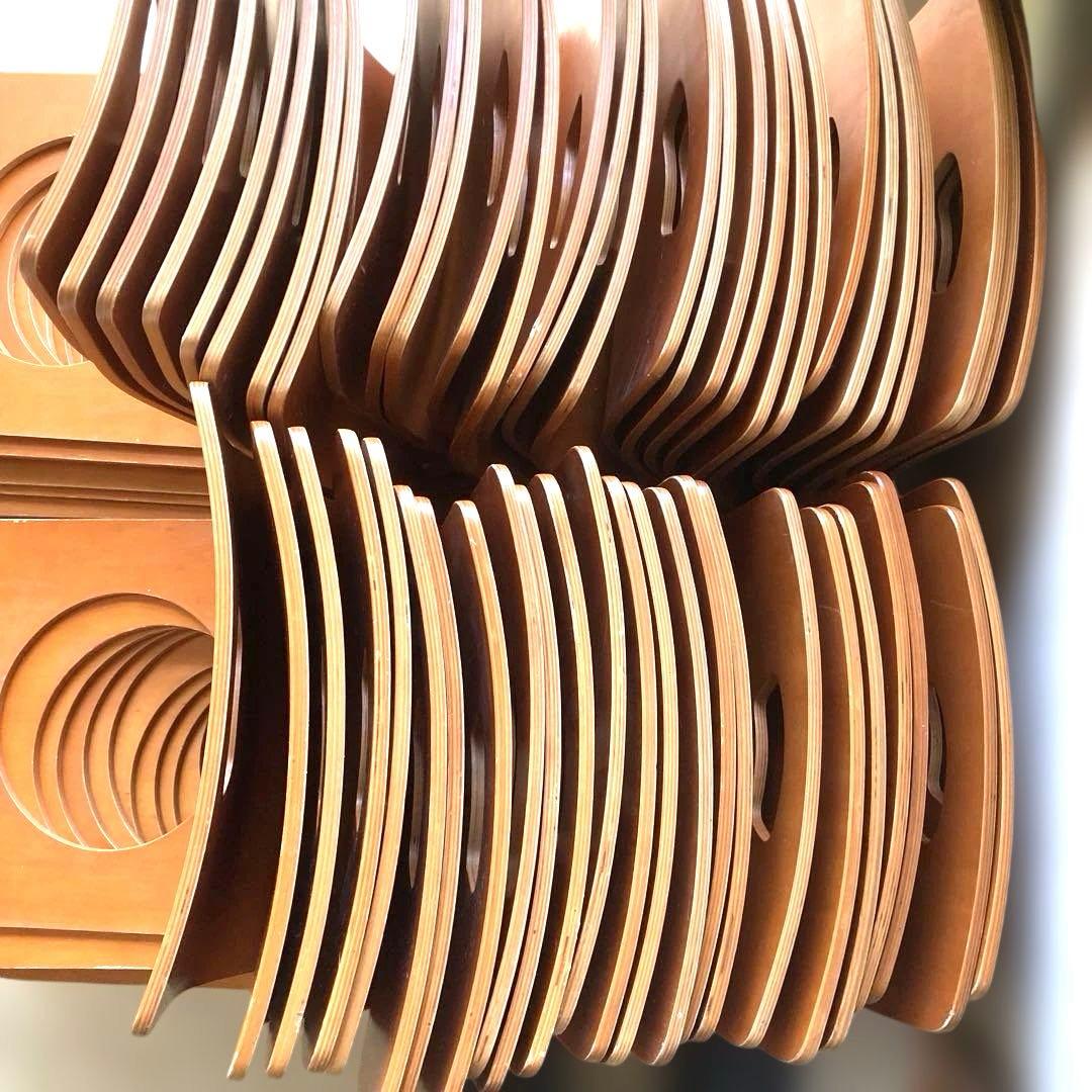 木製座椅子　穴あきデザイン座椅子　53脚　まとめ売り　業務用　大量　引き取り限定