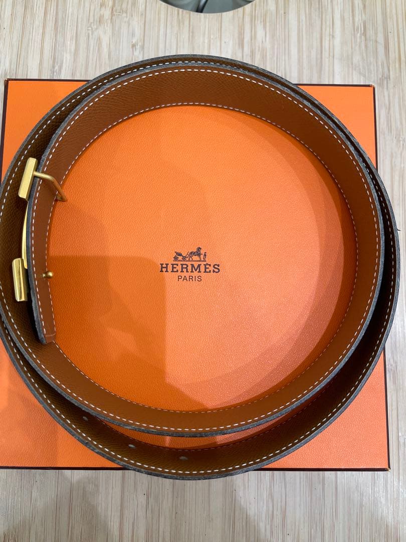HERMES レザーベルト Hロゴ付き