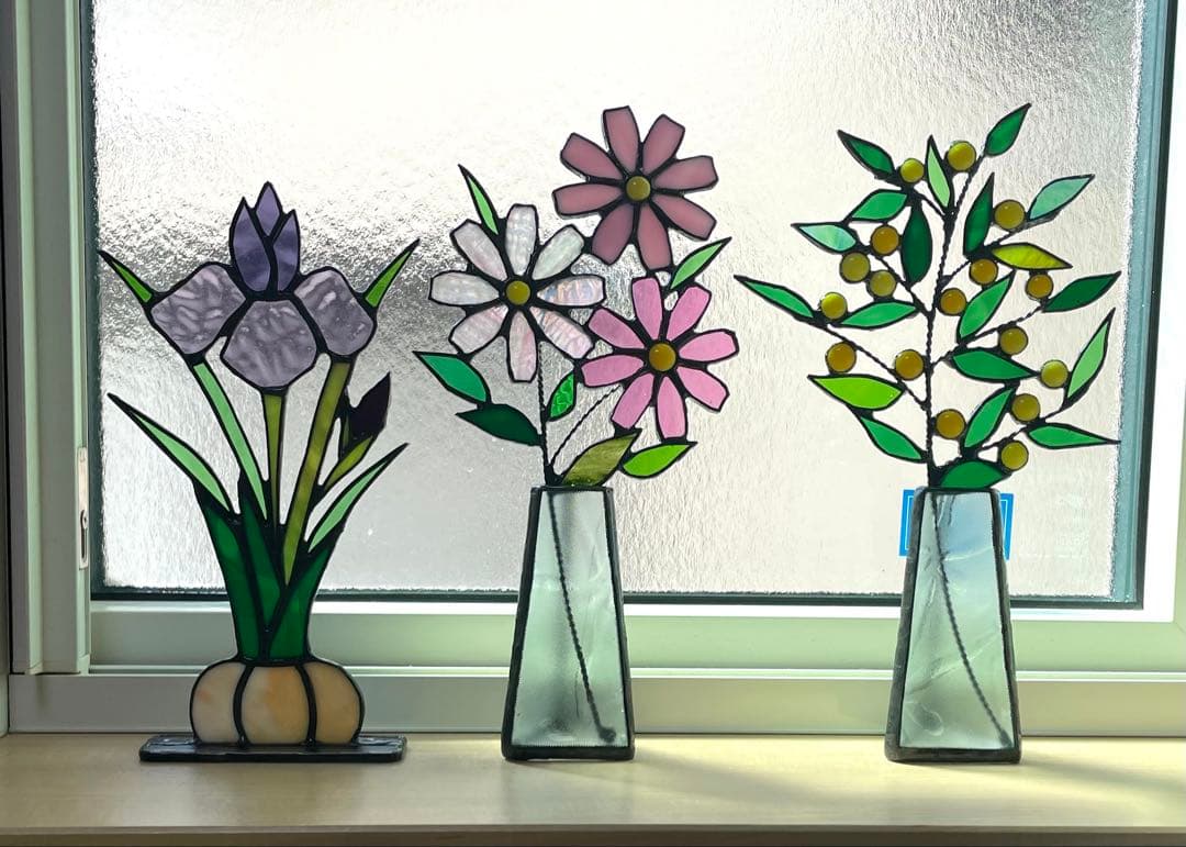 ステンドグラスオブジェ3点