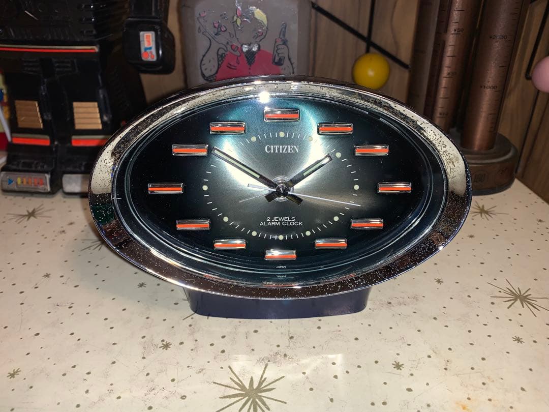 昭和レトロ　動作品　CITIZEN シチズン ゼンマイ時計　スペースエイジ