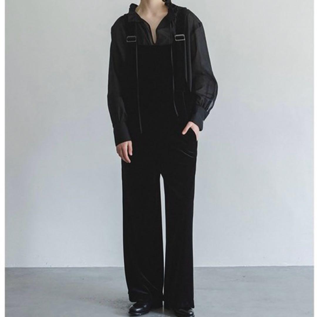 アンシェヌマン ベロア オーバーオール サロペット 黒 定価約3万円 ブラック