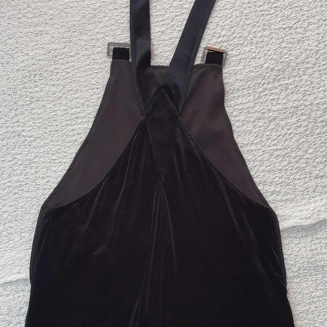 アンシェヌマン ベロア オーバーオール サロペット 黒 定価約3万円 ブラック