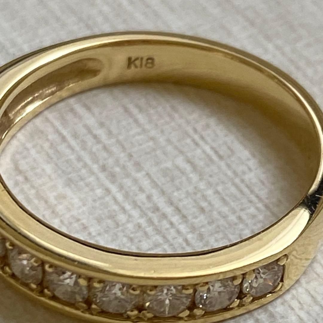 K18YG ハーフエタニティリング 0.5ct 10号 最大幅3.5mmフチあり