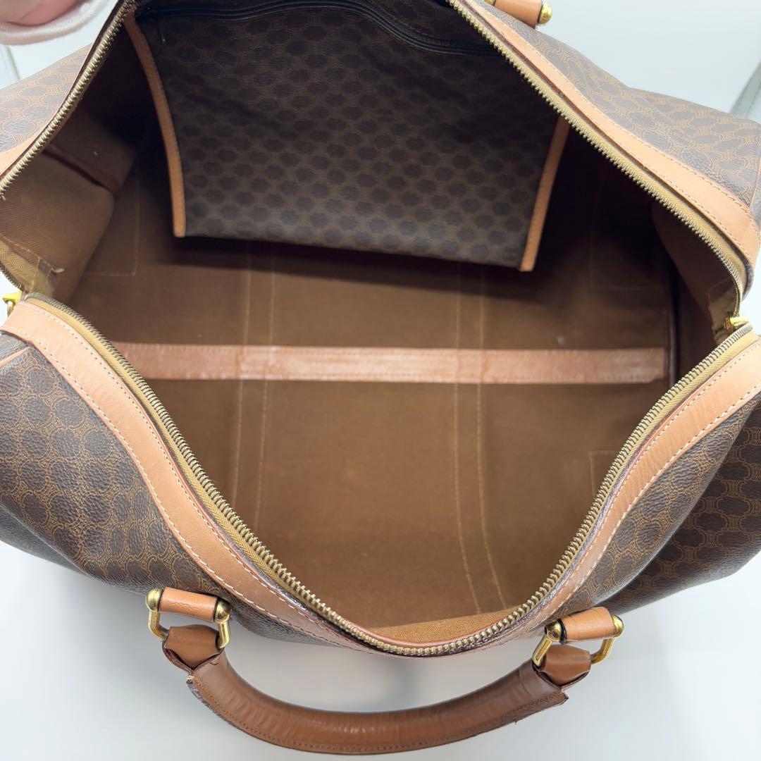 セリーヌ ボストンバッグ トリンオフ マカダム柄 ブラウン レザー 本革 PVC