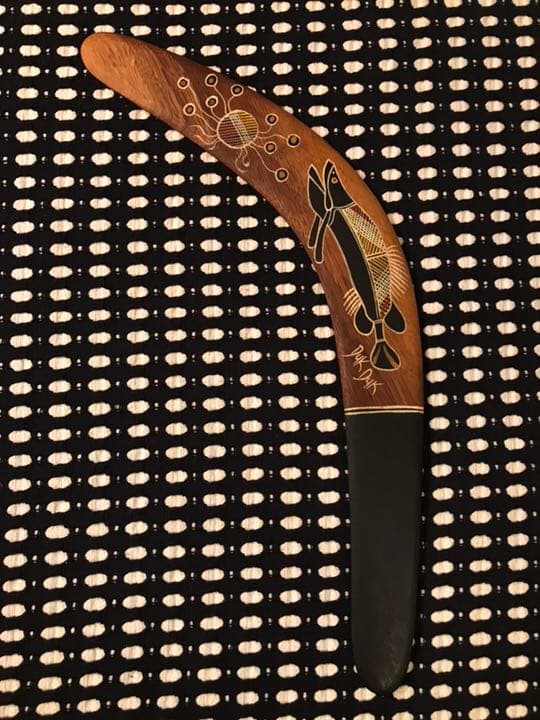 アボリジナルアート ブーメラン Stephen Mclean 魚 さかな