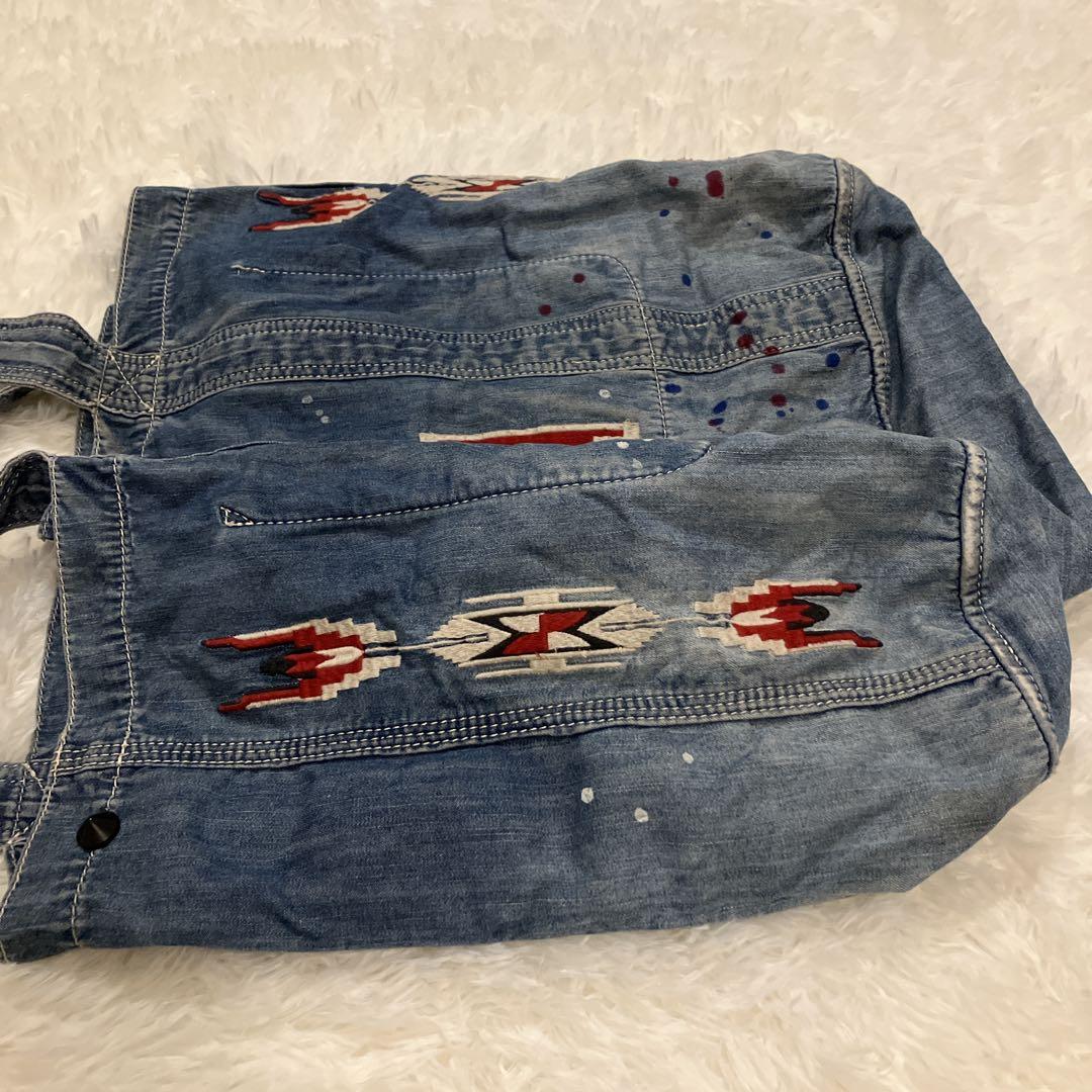 デニム＆サプライ ラルフローレン トート ネイティブ刺繍 ダメージ加工