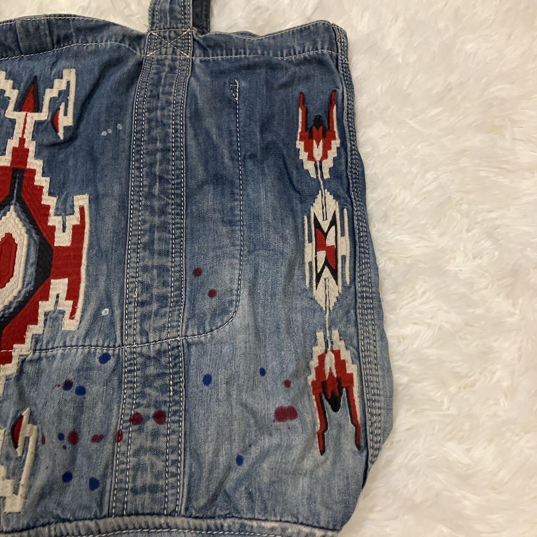 デニム＆サプライ ラルフローレン トート ネイティブ刺繍 ダメージ加工