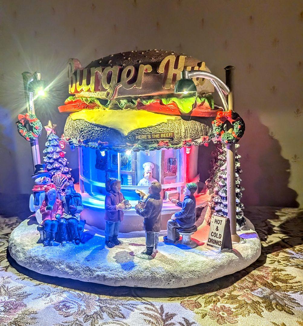 Xマスオルゴール LEMAX バーガーショップ ライトハウス イルミネーション