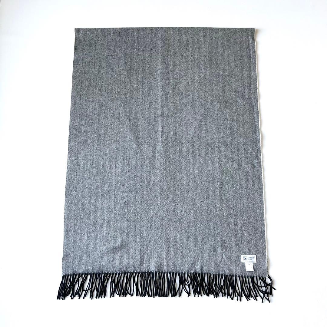 4963【美品】ジョンストンズ　大判ストール カシミヤ100％ ヘリンボーン