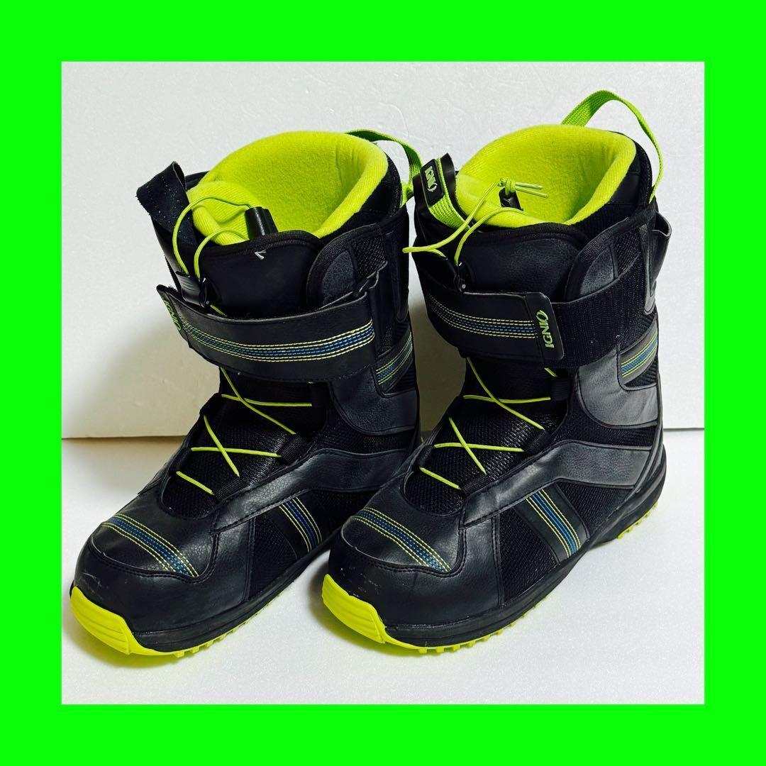27cm IGNIO スノーボードブーツ黒黄緑ブラック格安激安特価メンズ初心者