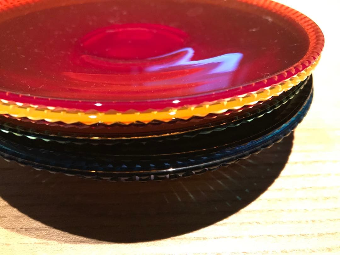 辻和美　factoryzoomer ガラスプレート　皿　レインボー　3枚　①