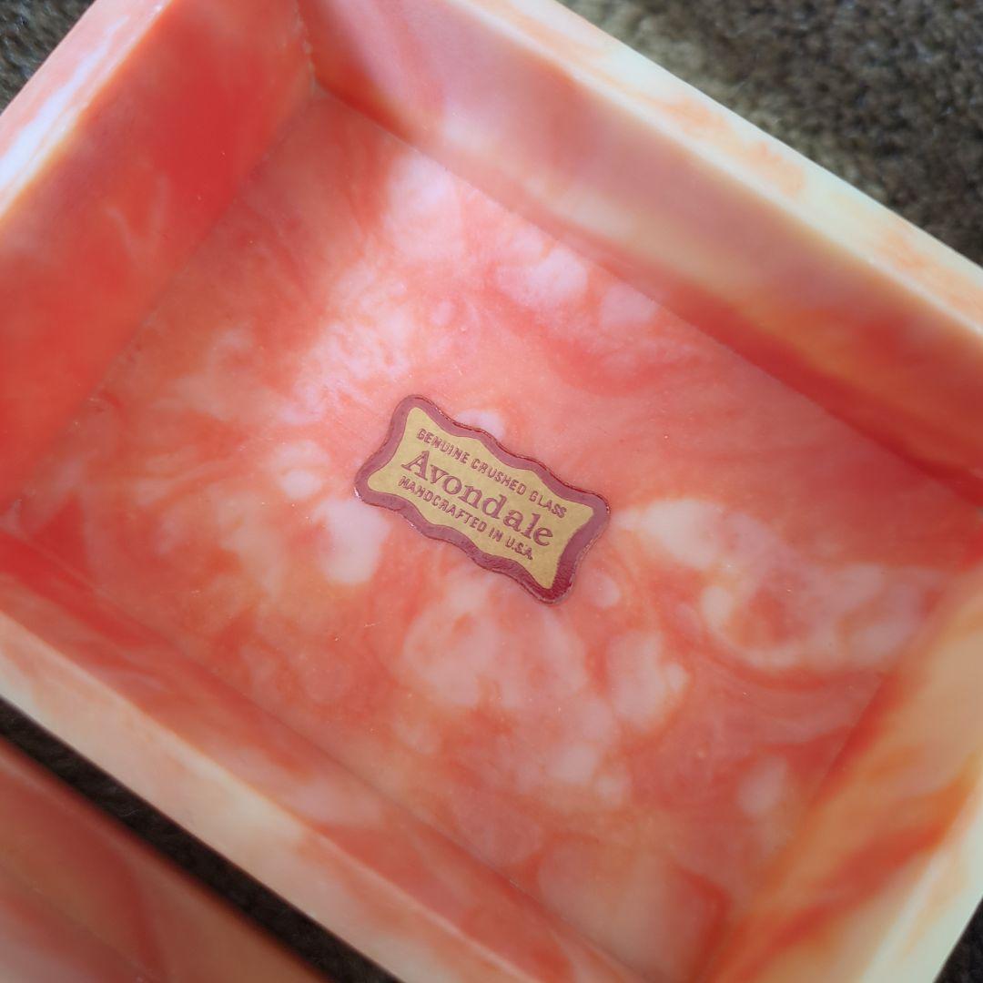 オレンジ色の花模様小物入れ Avondale HANDCRAFTED