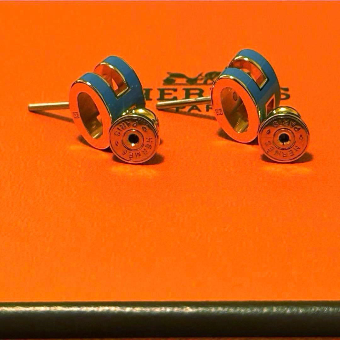 ★新品同様★エルメス ピアス ポップアッシュ ミニ★ブルージーン×ゴールド