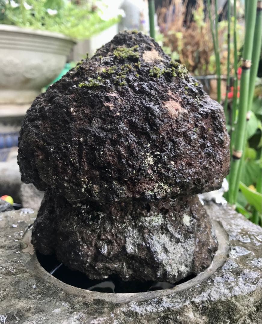 【大変古い自然石宝珠・関守石・擬宝珠】造園水石飾り石ガーデニング箱庭灯篭