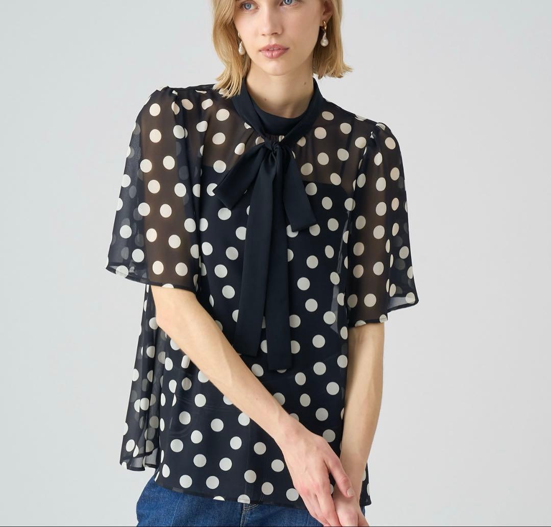 未使用　タグ付き　アナイ ポルカドット　水玉　ブラウス　38