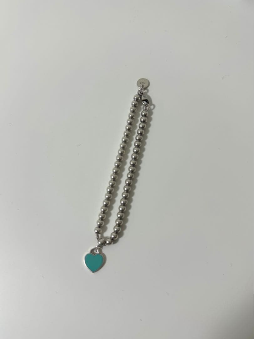 早い者勝ち❗️Tiffany シルバー925 ハート タグ ビーズ ブレスレット