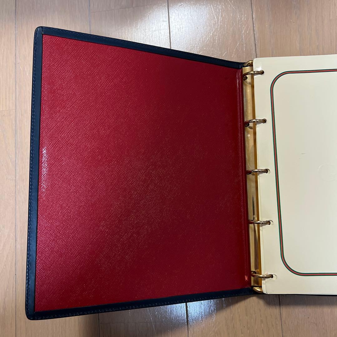 グッチ　GUCCI ヴィンテージリング式ファイル ブルーグレー ロゴパターン
