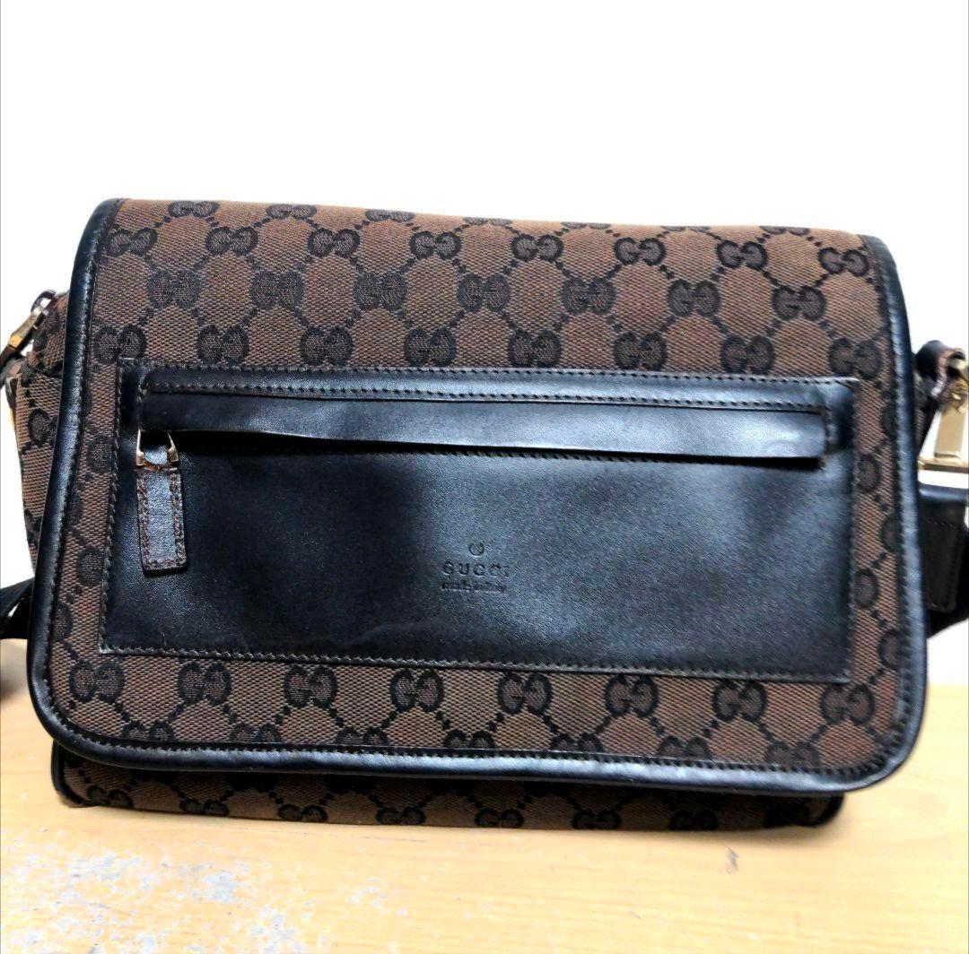 da39 GUCCI ショルダーバッグ GG柄 キャンバス×本革