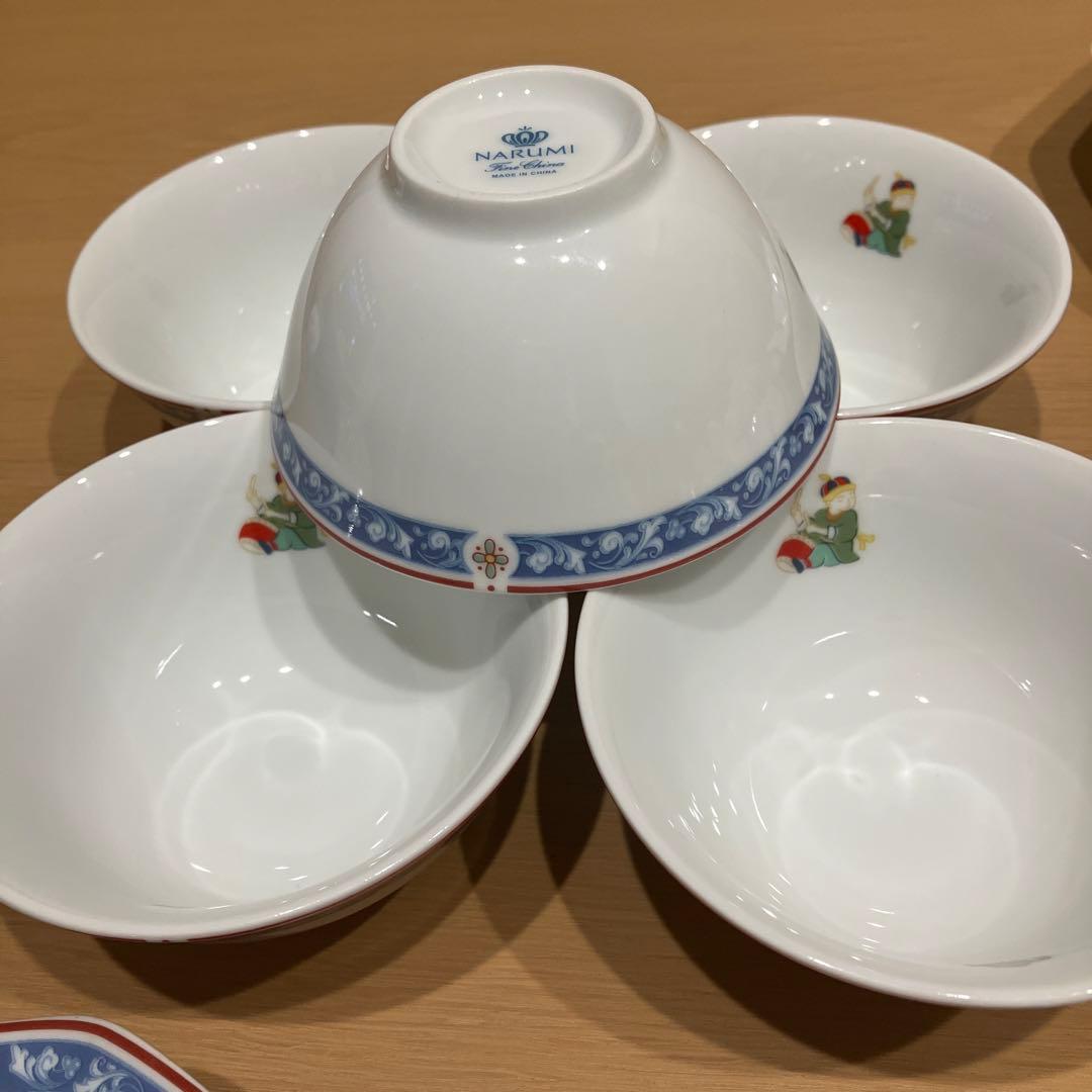 新品　ナルミ　チャーハン　スープ　食器　皿　唐子　中華セット　スープボウル