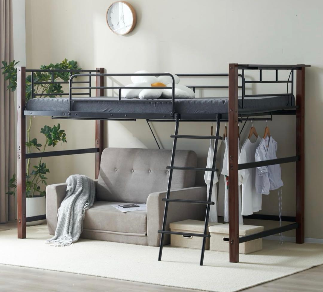 ※ 引き取り限定　神戸市ロフトベッド ハンガーポール付き 140cm