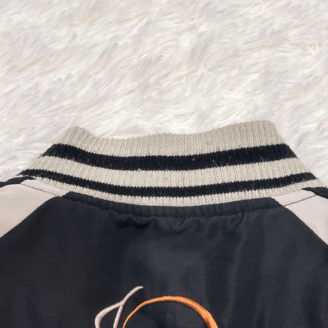 絡繰魂 スカジャン 桜×龍 刺繍 ブラック×グレー 和柄 メンズ Lサイズ