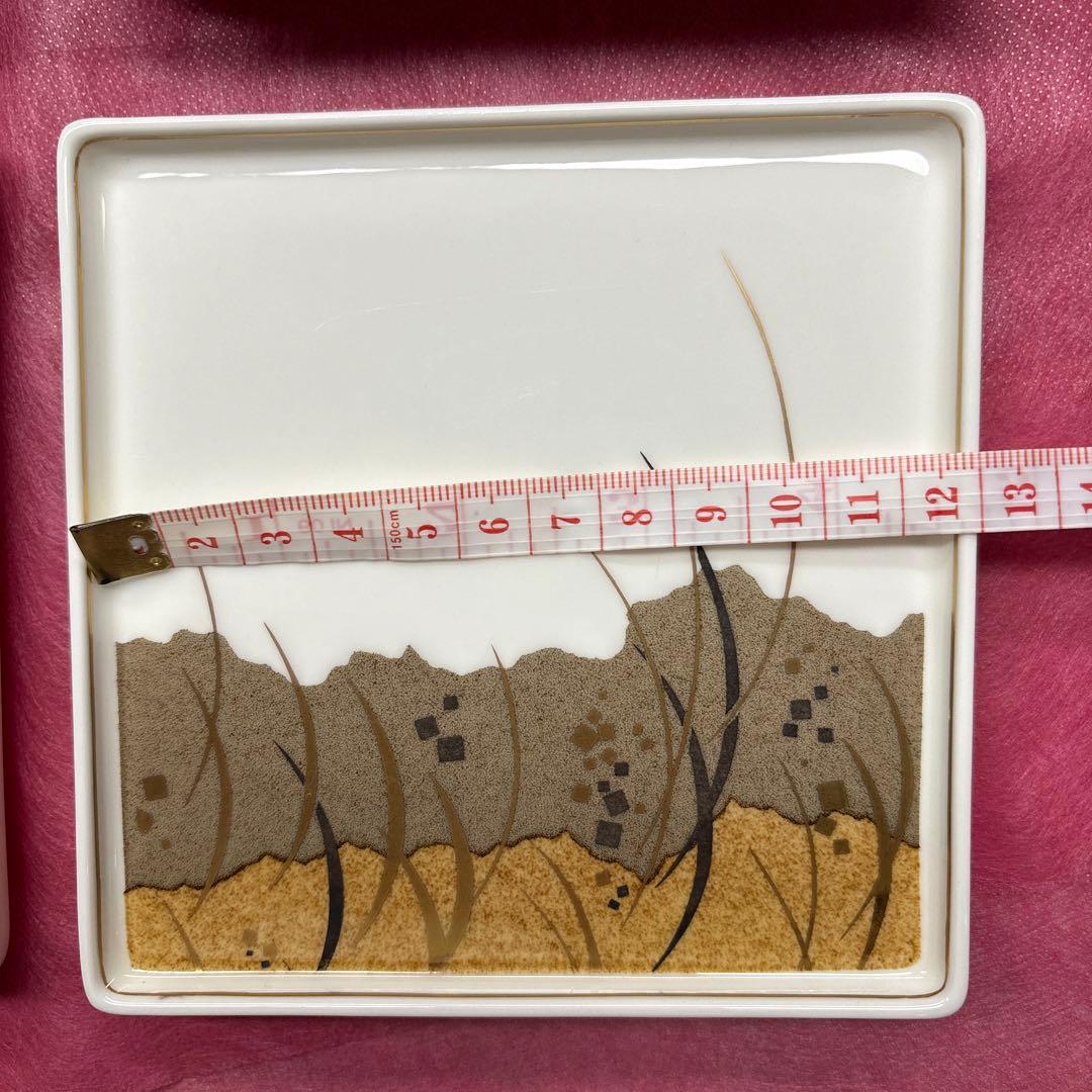 金色草模様の陶器皿10枚セット