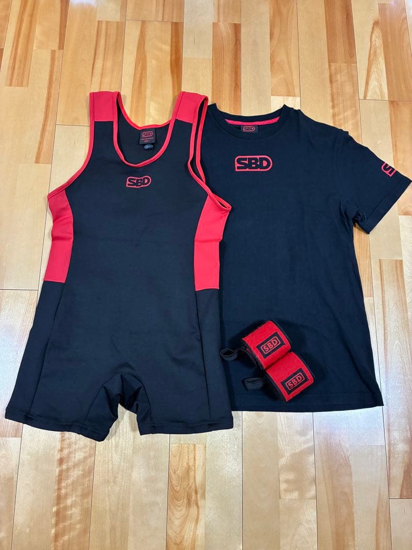 SBD パワーリフティングシングレット Tシャツ　リストラップ　3点セット