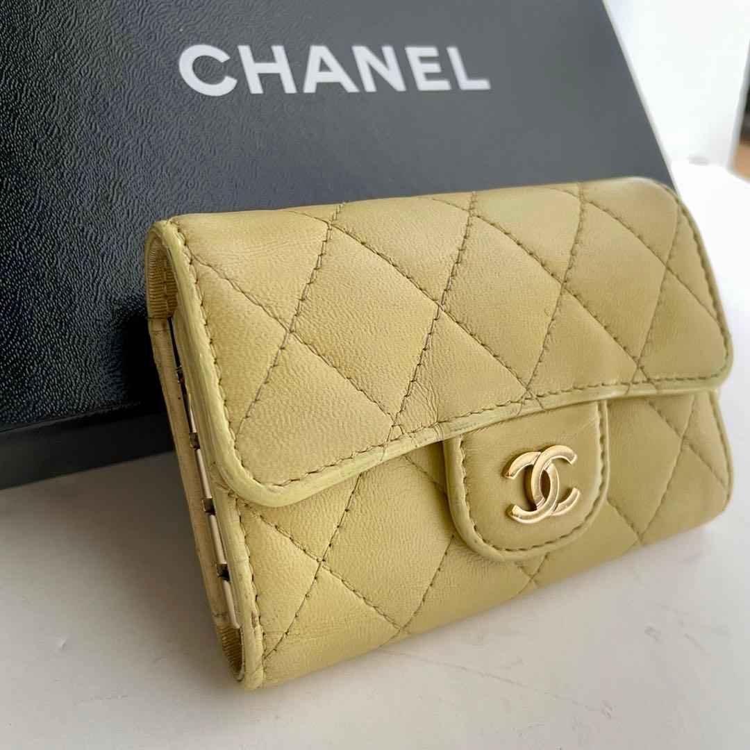 CHANEL✨シャネルマトラッセ キルティングレザー イエロー キーケース４連