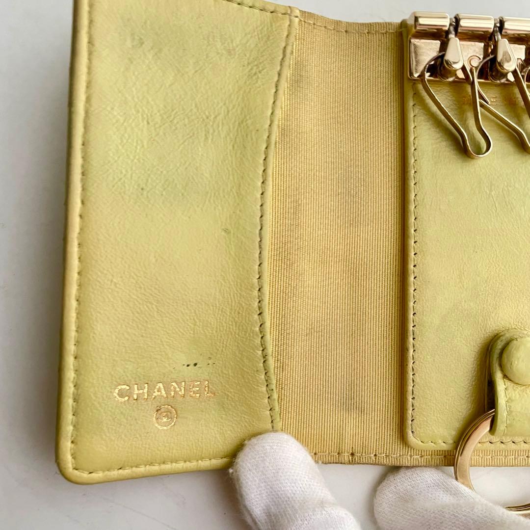 CHANEL✨シャネルマトラッセ キルティングレザー イエロー キーケース４連