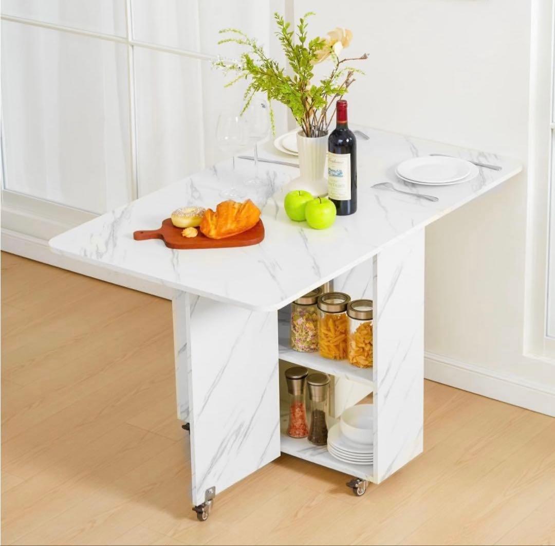 折りたたみダイニングテーブル 万能ドロップリーフダイニングテーブル ロック可能