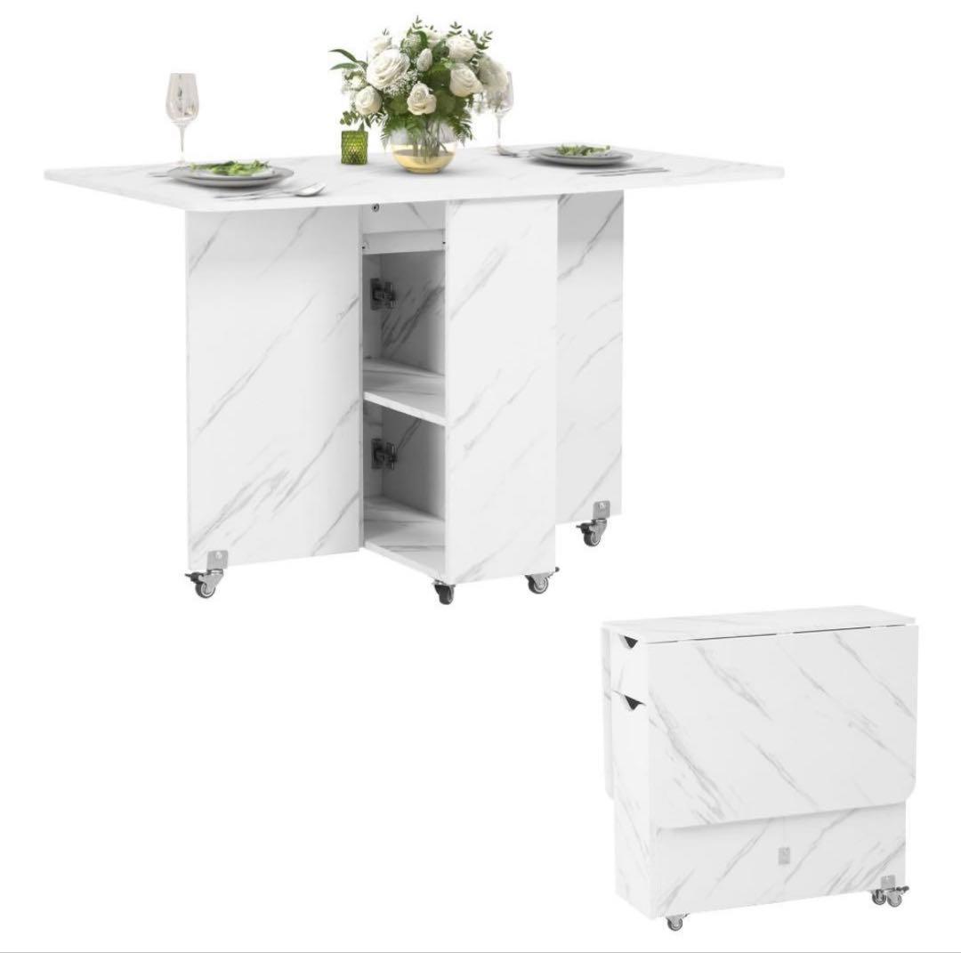 折りたたみダイニングテーブル 万能ドロップリーフダイニングテーブル ロック可能