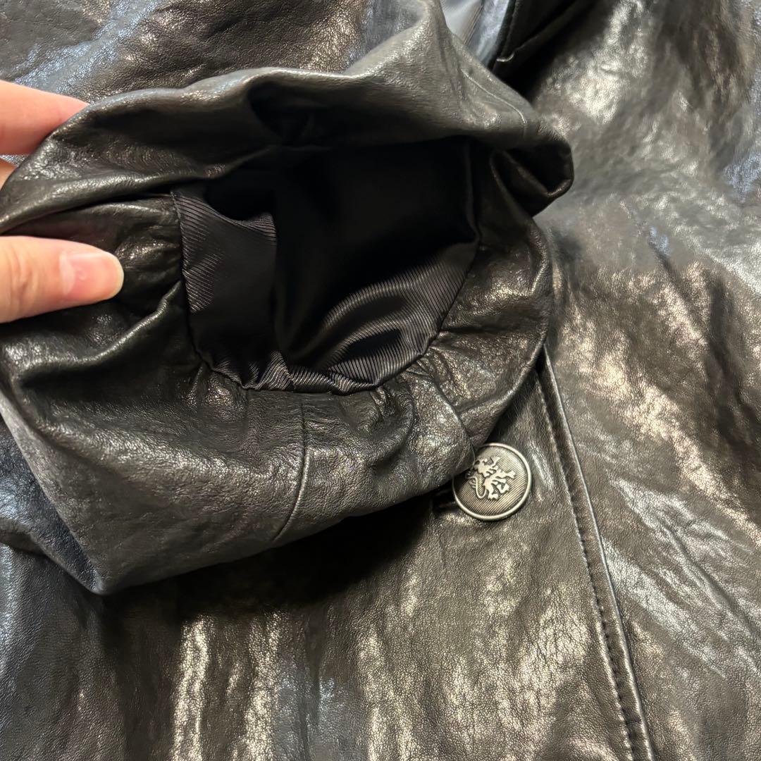 NORTH BEACHノースビーチ　フード付きレザーコート　ブラック　ラム