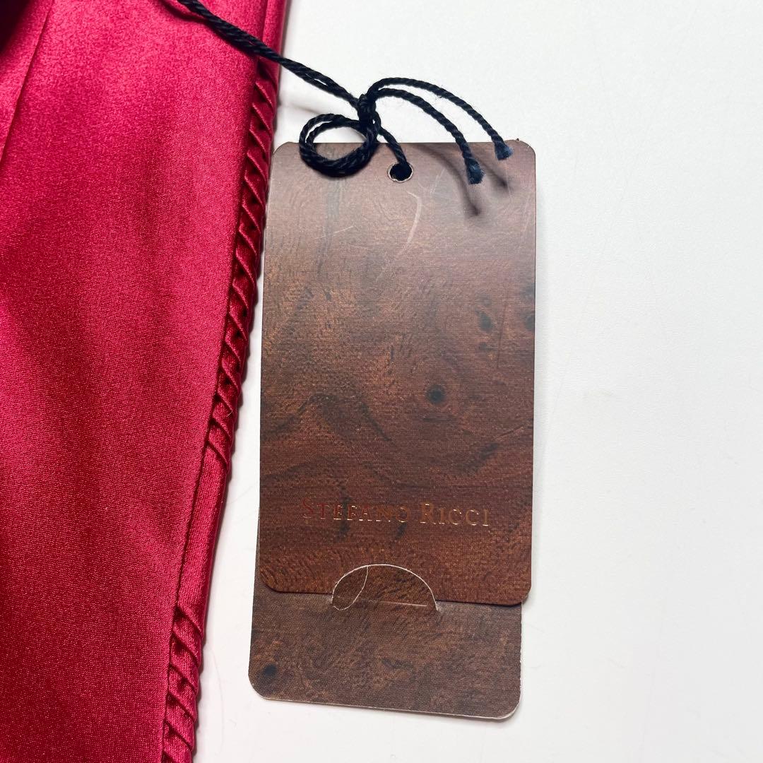 ステファノリッチ プリーツネクタイ ロイヤルレッド シルク ソリッド 未使用