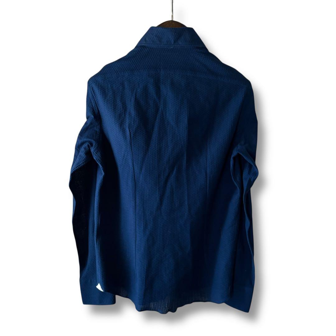 GIANNETTO vinci fit/ネイビー/コットンニットストレッチシャツ