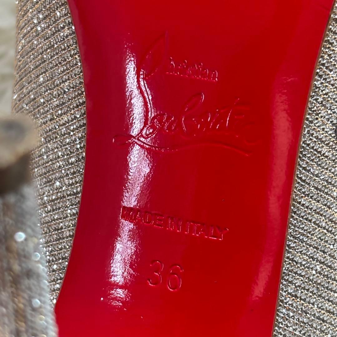 ✨クリスチャンルブタン　シルバーグリッター　スタッズ　パンプス　ハイヒール　23