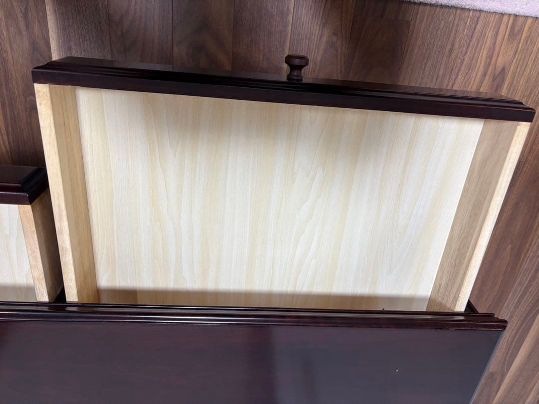 ダークブラウン 木製デスク 4引き出し