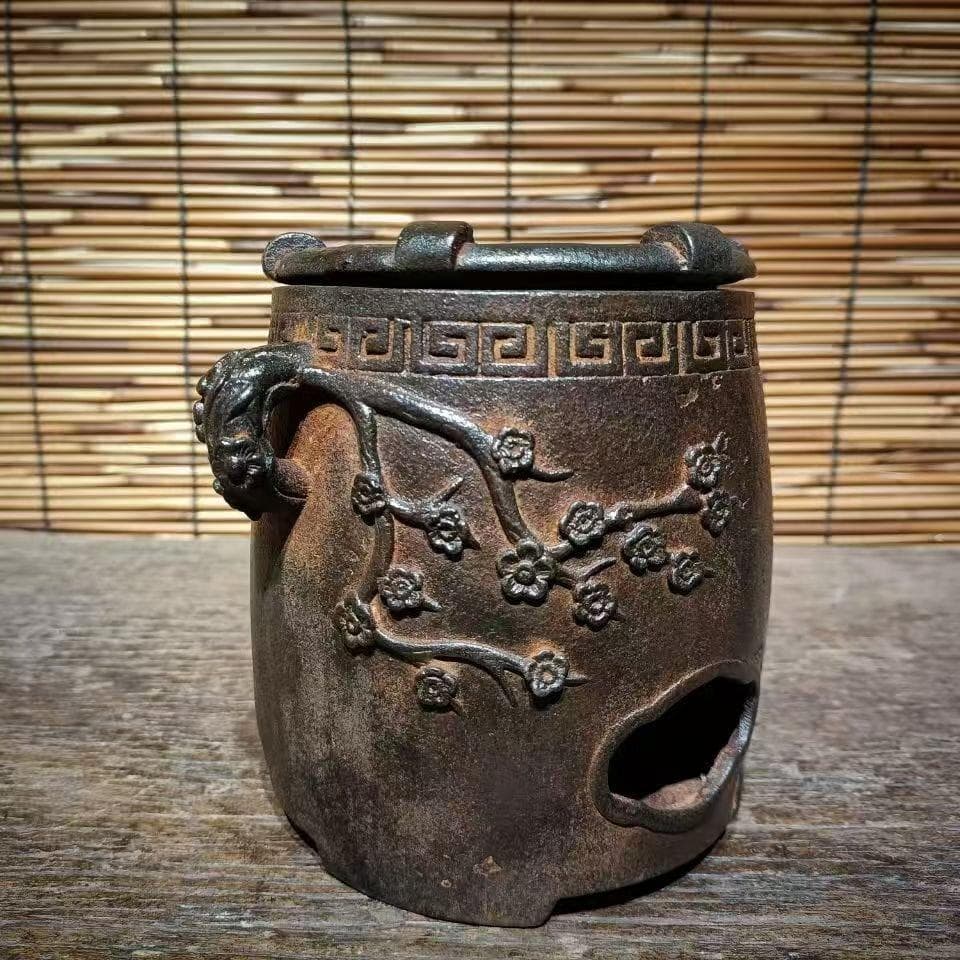 鋳鉄 炭火コンロ 花と鳥の彫刻 家庭用室内炭ストーブ煮茶器