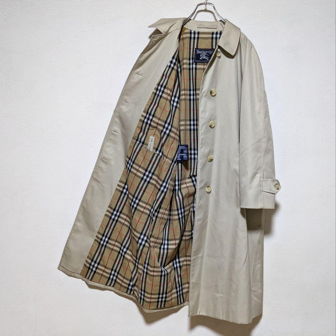 美品 英国製 90s バーバリー ステンカラーコート レディース ロング W93