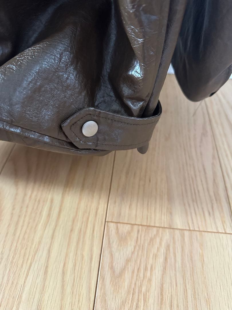 【ameri】 PASTING LIKE FAKE LEATHER JACKET