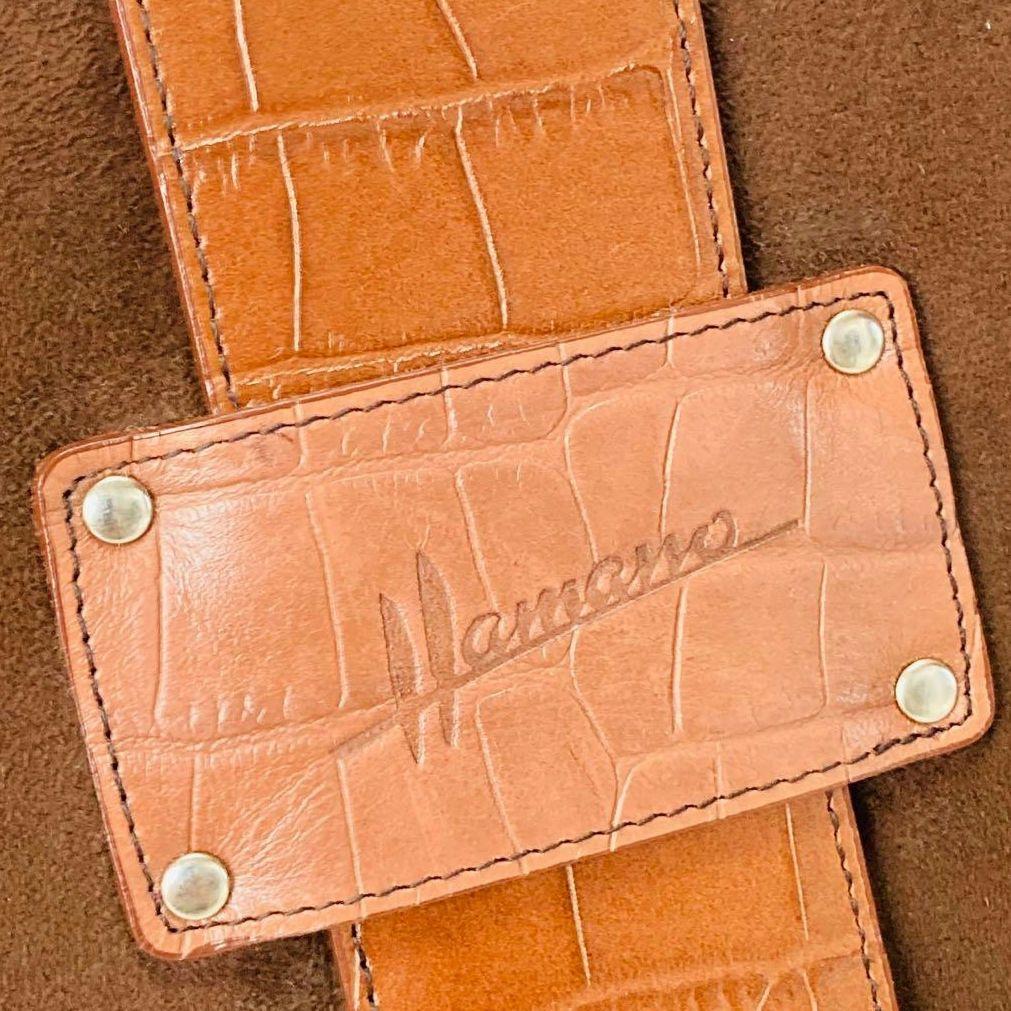 【未使用】濱野皮革工藝 HAMANO ハマノ ハンドバッグ スエード クロコA4