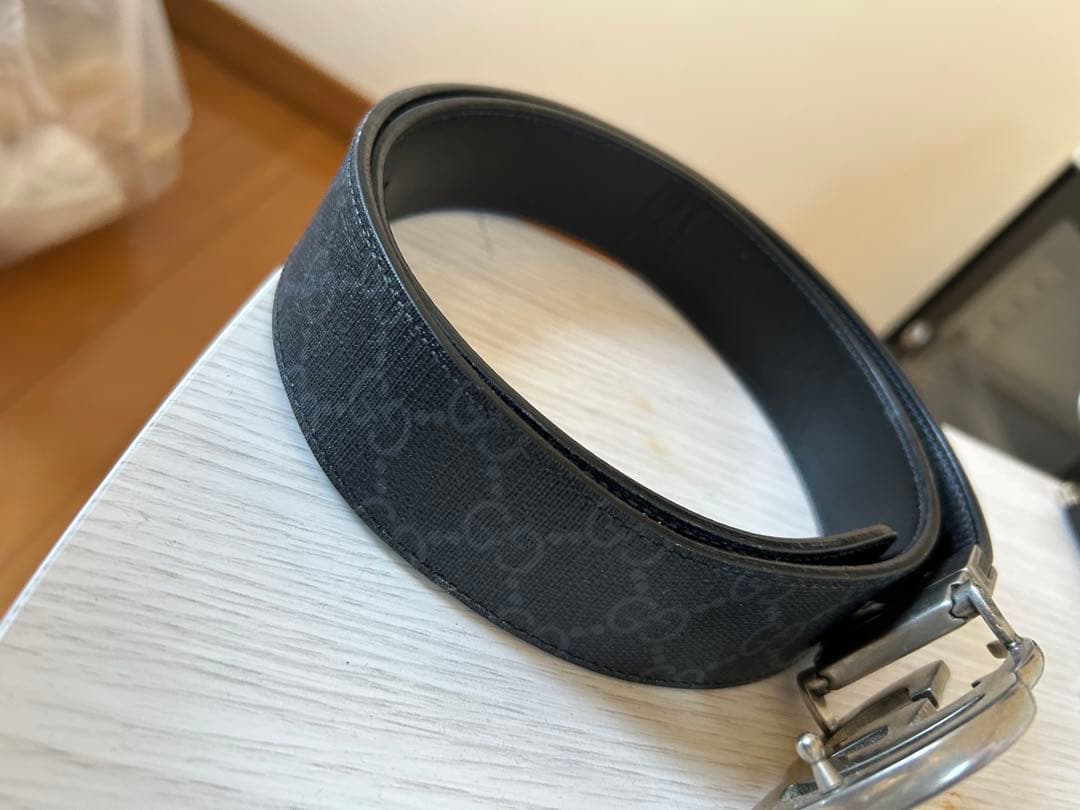 GUCCI グッチ ベルト GGロゴベルト ブラック系 レザー メンズ