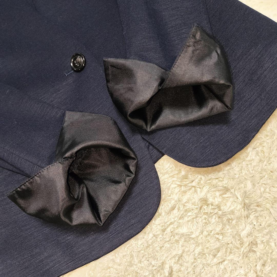 【美品】グリーンレーベルリラクシング ノーカラースーツ セットアップ 麻混 40