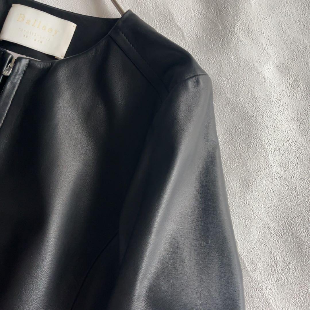 BALLSEY ラムレザー 羊革 ノーカラージップアップジャケット 36 黒